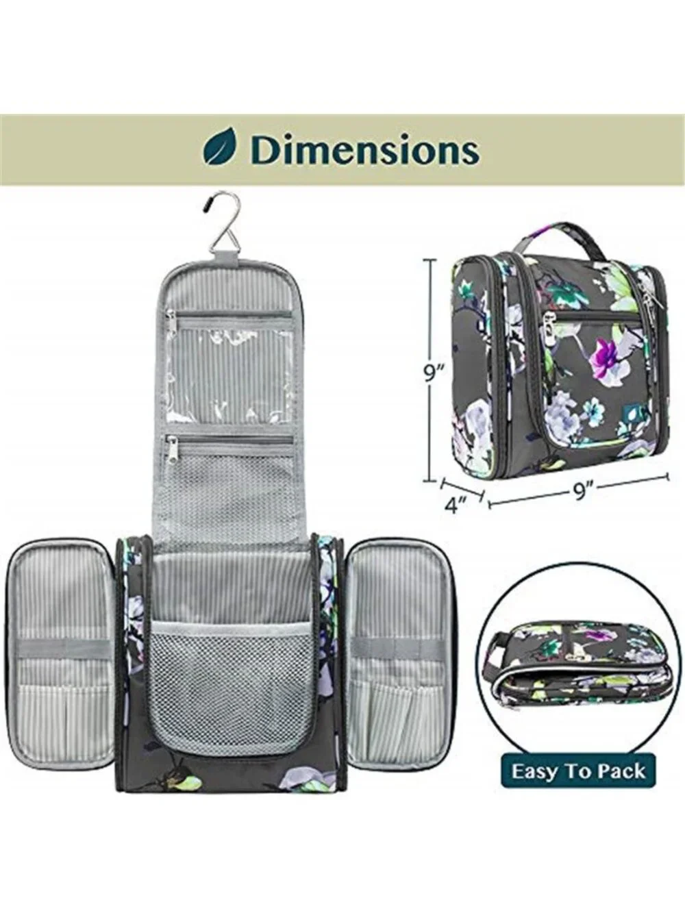 Hanging Toiletry Bag Travel Makeup Organizer Cosmetic Case Large Waterproof Bag